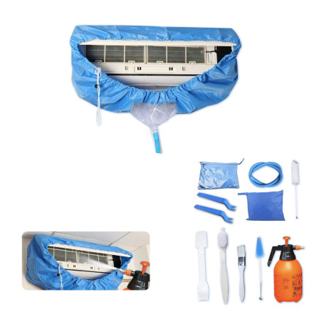 Kikepilm 12 pièces kit per pulizia split condizionatore avec bouteille d'eau de 2 L，sacco per pulizia split condizionatore (bleu