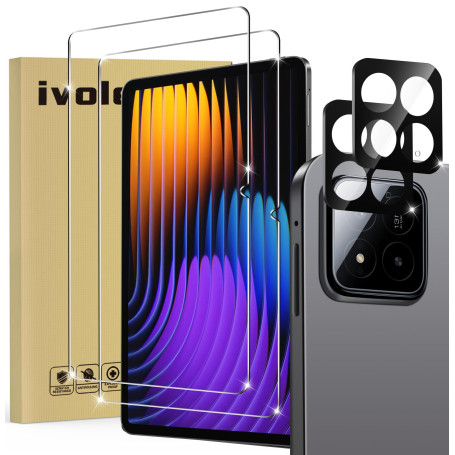ivoler Pack de 2 Verre Trempé pour Xiaomi Pad 7 / Pad 7 Pro/Poco Pad X1 11.2 Pouces, avec 2 pièces Caméra Arrière Protecteur, Fi