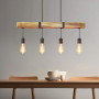 GBLY suspension vintage lampe de table à manger en bois rétro avec poutres en bois 80CM, 4 x E27 max. 25 watts, Suspension indus