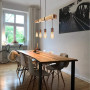 GBLY suspension vintage lampe de table à manger en bois rétro avec poutres en bois 80CM, 4 x E27 max. 25 watts, Suspension indus