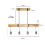 GBLY suspension vintage lampe de table à manger en bois rétro avec poutres en bois 80CM, 4 x E27 max. 25 watts, Suspension indus