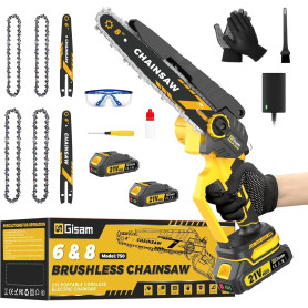 Mini tronçonneuse avec moteur brushless 1000W,8 pouces & 6 pouces tronçonneuse,lubrificateur automatique & tension de chaîne san