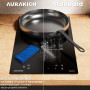 AURAKICH Plaque Induction 2 Feux - Plaque de Cuisson Electrique Encastrable 3800W, Verre Anti-Rayures avec Grattoir, Minuterie 1