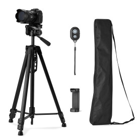 Amazon Basics Trépied 152,0cm pour Téléphone et Appareil Photo Reflex Numérique, Léger, avec Sac, Télécommande sans Fil et Suppo