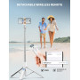 180cm Trepied Smartphone, Extensible Perche a Selfie Trepied, Trépied pour Téléphone avec Télécommande Détachable Compatible ave