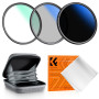 K&F CONCEPT 52mm Kit Filtre UV et Polarisant CPL et ND2-400 Variable et Chiffon pour Objectif Appareil Photo