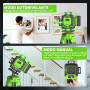 Niveau Laser Chantier Autonivelant 360° x 4 Avec trépied, Lazer Niveaux 4D 16 Lignes Laser, Mode Impulsion ExtéRieur, 2 x Batter