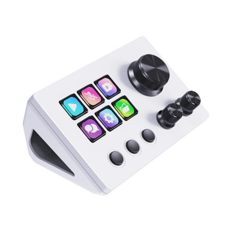 Basicolor N3 Clavier Macro avec 6 touches de raccourci LCD, 3 boutons et 3 molettes – Plateau de contrôle de flux programmable p