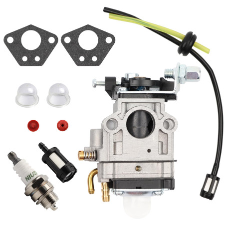 AMZSKU Carburateur Debroussailleuse 52cc 49cc 43cc Carbu Kit avec Joint, Tuyau, Bougie d'allumage et Filtre à Essence