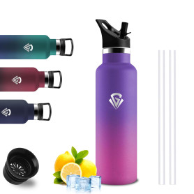 Gourde Isotherme- Gourde 500 ml- Bouteille Inox Anti Fuite- Bouteille Isotherme- Double Isolation- Facile à Nettoyer- Bouteilles