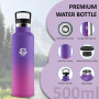 Gourde Isotherme- Gourde 500 ml- Bouteille Inox Anti Fuite- Bouteille Isotherme- Double Isolation- Facile à Nettoyer- Bouteilles