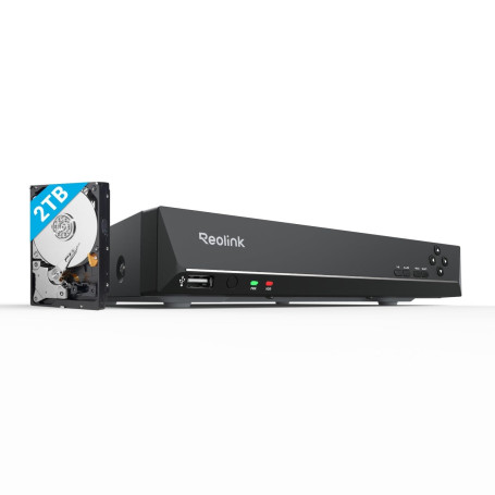 Reolink 4K PoE NVR 8 Canaux Caméra de Sécurité à Domicile Enregistrement de Vidéo avec Disque Dur de 2TO Supportez 16MP/12MP/8MP