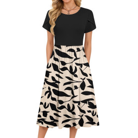 MOLERANI Femmes Robes d'été Robe De Midi pour Les Femmes Élégant Swing Robes de Plage avec Poches A-Line Casual Robe