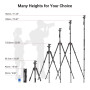SMALLRIG CT-10 Trépied Monopode pour Appareil Photo, 72" 182cm Trépied en Aluminium Léger et Portable, Rotule Panoramique à 360°
