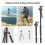 SMALLRIG CT-10 Trépied Monopode pour Appareil Photo, 72" 182cm Trépied en Aluminium Léger et Portable, Rotule Panoramique à 360°