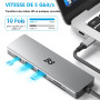 Hub USB C 6-en-1 Multiport Adaptateur HDMI 4K@60Hz, PD 100W, Lecteur de Cartes SD/TF - Hub Type C en Aluminium pour MacBook Air/
