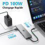Hub USB C 6-en-1 Multiport Adaptateur HDMI 4K@60Hz, PD 100W, Lecteur de Cartes SD/TF - Hub Type C en Aluminium pour MacBook Air/