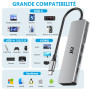 Hub USB C 6-en-1 Multiport Adaptateur HDMI 4K@60Hz, PD 100W, Lecteur de Cartes SD/TF - Hub Type C en Aluminium pour MacBook Air/