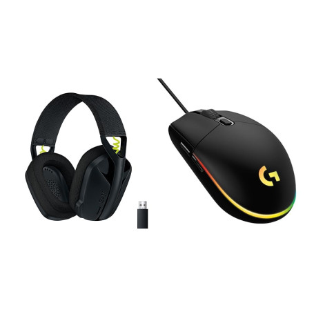 Logitech G203 LIGHTSYNC Souris Gaming + Logitech G435 LIGHTSPEED et Bluetooth Sans Fil Casque Gaming, Noir