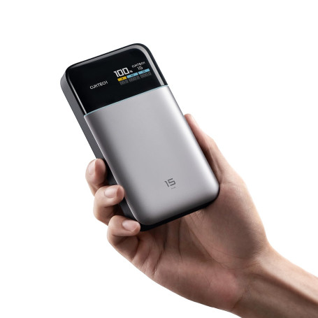 CUKTECH 15 Air 100W Totale Batterie Externe 15000mAh Power Bank, 3-Ports USB C Batterie Externe Charge Rapide avec écran TFT, Ba