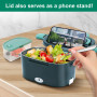 Gentre Lunch Box Chauffante Électrique 4 en 1 12V/24V/220V~240V, 1.5L 60W Acier Inox Chauffage Rapide Gamelle, Boîte Repas Amovi