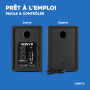 VONYX SMN30B Enceintes Monitoring Actives - Paire d'Enceintes de Studio 3”, Puissance 60 Watts Max, Réglages Graves et Aigus, Qu