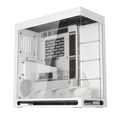 HAVN HS 420 VGPU Boîtier PC ATX à double chambre Blanc | Kit GPU vertical PCIe 5.0, 11 emplacements de ventilateur de 140 mm et 