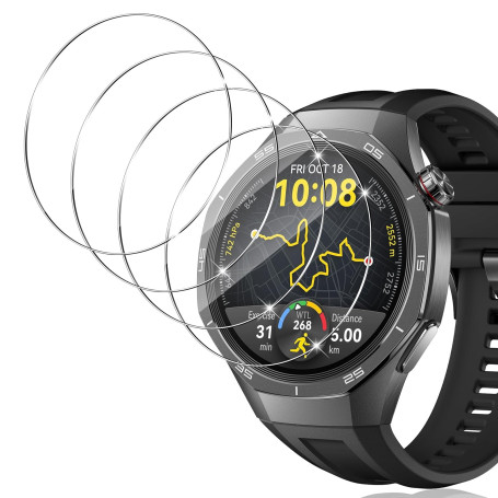 Yenwen Verre Trempé pour Huawei Watch GT 5 Pro (46MM) Protection Écran, 4 Pièces Films Anti-Bulles HD Protection Ecran pour Huaw