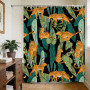 Ttincceer Rideau de Douche 180x180cm, Motif léopard de la Jungle, Animaux Sauvages, Feuilles de Palmier Tropicales, décoratif po