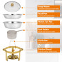 Lot de 4 plats ronds dorés pour buffet, chauffe-plats de 5 l et serveur de nourriture froide pour fêtes, événements, réunions de