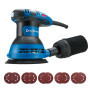 DongCheng Ponceuse excentrique 300 W, 125 mm, 6 vitesses, 4000-12000 tr/min avec dépoussiéreur et 10 types de papier de verre, P
