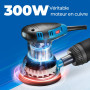 DongCheng Ponceuse excentrique 300 W, 125 mm, 6 vitesses, 4000-12000 tr/min avec dépoussiéreur et 10 types de papier de verre, P