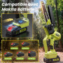 Mini Tronconneuse a Batterie 4000mAh, 8 Pouces 1300W Brushless Tronconneuse Électrique sans Fil avec Graisseur Automatique et Ch