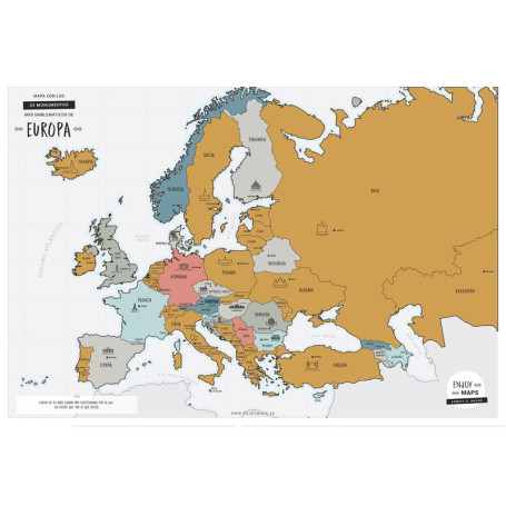 Carte à Gratter de l'Europe Enjoy Maps - Multicolore 65 x 45 cm