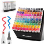 ABEIER Feutre a Alcool,100 Couleurs Twinmarkers Double Pointe Feutres Coloriage Adulte,Permanents Marqueur Kit,Marqueurs de Dess