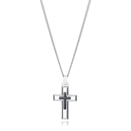Collier en Acier Inoxydable pour Homme avec Croix IP Noire - Viceroy 48 cm