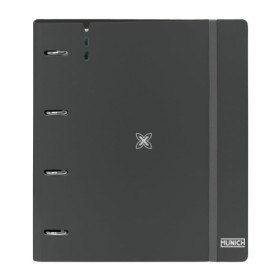 Classeur Safta Munich Lagoon Noir avec 4 Anneaux et Recharge A4