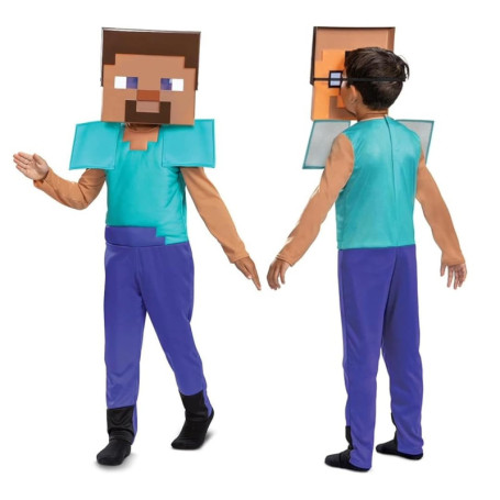 Déguisement Steve Minecraft pour Enfant - Costume Officiel avec Masque 2D - Taille M (7-8 Ans) 31,26 €