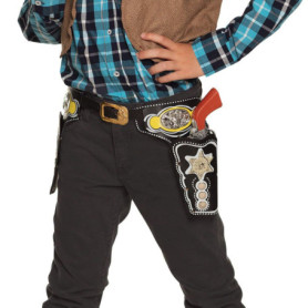 Ceinture Licol Cowboy Double Deputy Noir pour Enfant - Boland