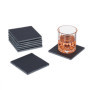 Dessous de Verre en Ardoise Relaxdays - Lot de 8 Supports Carrés Anthracite