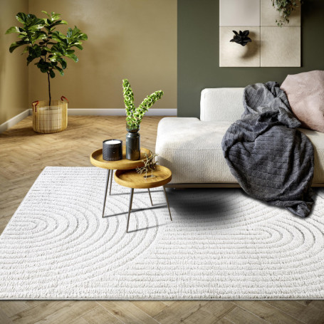 Tapis de Salon Moderne Panglao ELLE Decoration - Design Scandi Boho Blanc 120 x 170 cm