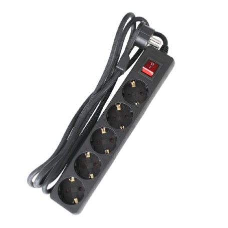 Multiprise 5 Prises Noir avec Interrupteur - 2 m