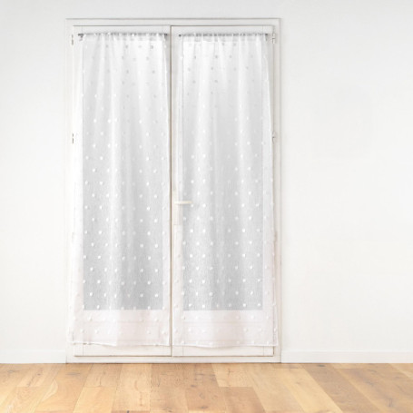 Paire de Rideaux Pompinou en Voile Sablé avec Pompons - Douceur d'Intérieur