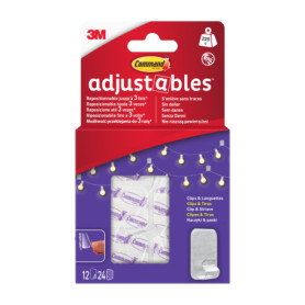 Clips Repositionnables 3M Command - 12 Clips et 24 Languettes