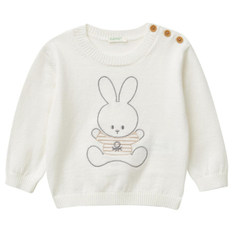 Pull-over Blanc à Dessin Animé United Colors of Benetton