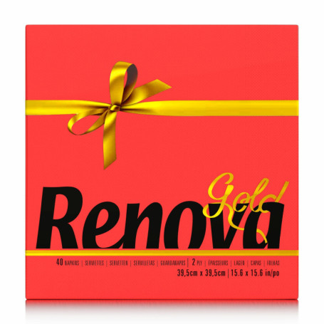 Serviettes en Papier Premium Renova Gold Rouge - 40 Unités