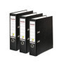 Lot de 3 classeurs en plastique PP coloré - Format A4 - Noir - Vegan