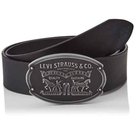 Ceinture en Cuir Véritable LEVI'S Billy Plaque - Noir Regular pour Homme
