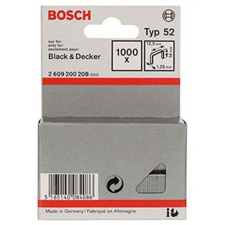Agrafes Bosch Type 52 - 1000 pièces pour agrafeuses