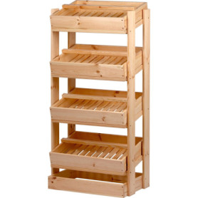 Étagère de rangement en bois pour fruits et légumes avec 4 compartiments